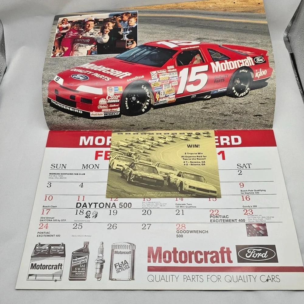 1991 Stock Car Racing Calendar Wallace Irvan Petty Bondine Marlin Allison Jarret